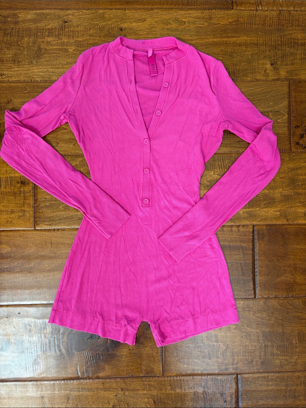 Skims pink ribbed romper